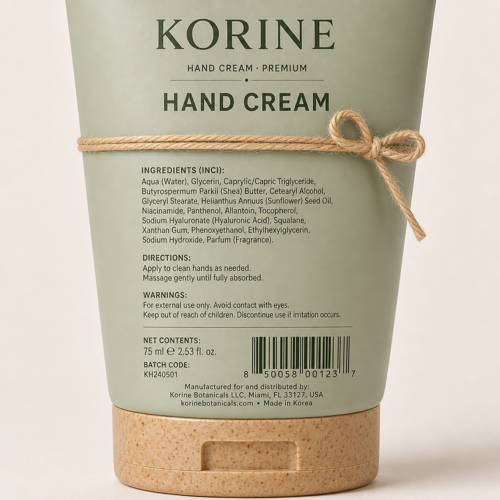 Hand Cream - Label detail view