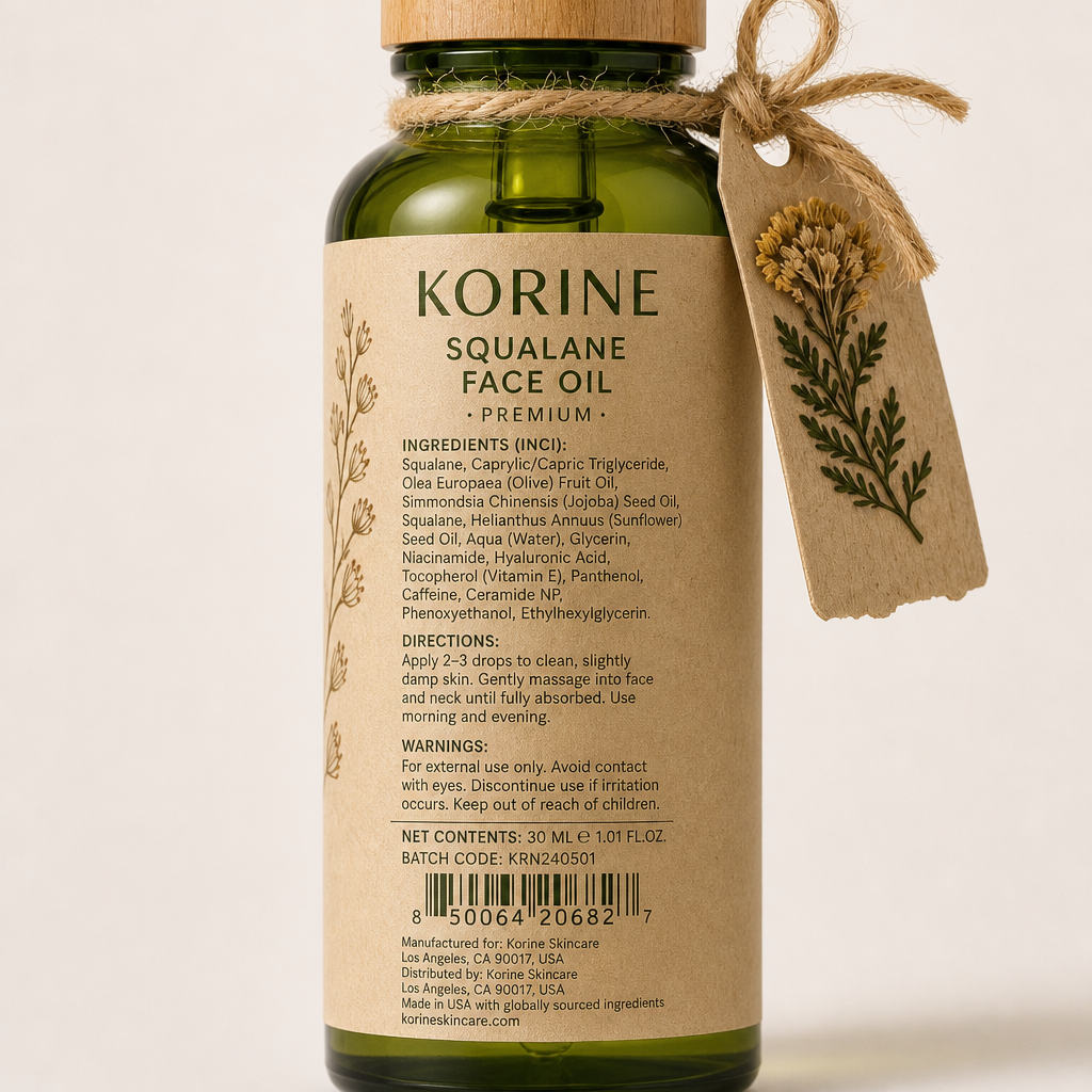 Squalane Face Oil - Label detail view