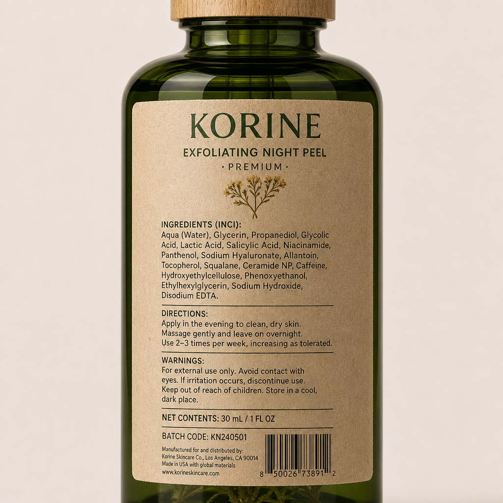 Exfoliating Night Peel - Label detail view